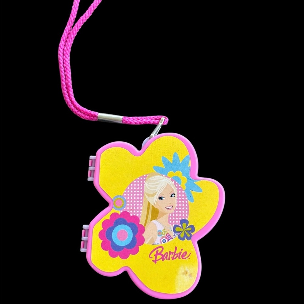 Mattel Barbie Floral Plastic Case 2007 Shakespeare Case Yellow Pink Cord Handle